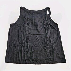 J Jill Wearever Tank Top Womens L Black Back Tie Back Goth Cottage Summer City